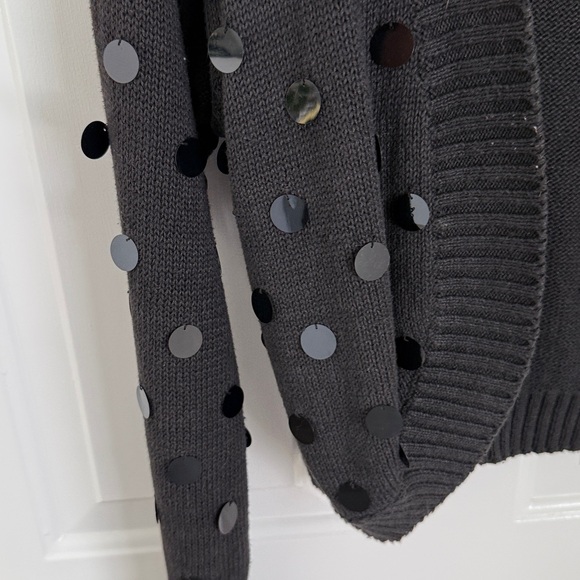 Vintage Karin Morgan Black Open Front Cardigan with Large Sequins  - Size Medium - Picture 3 of 9